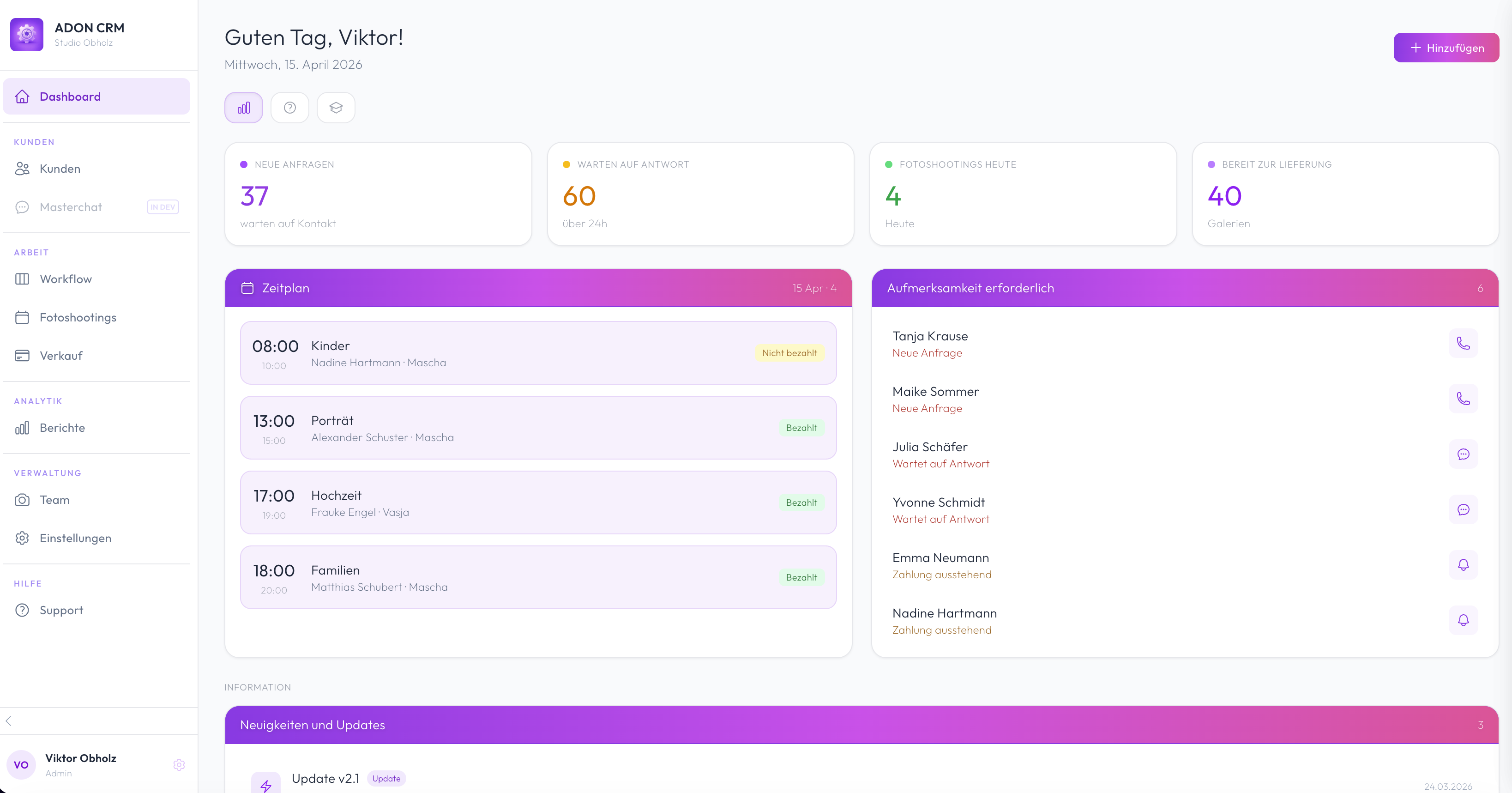 ADON CRM Dashboard