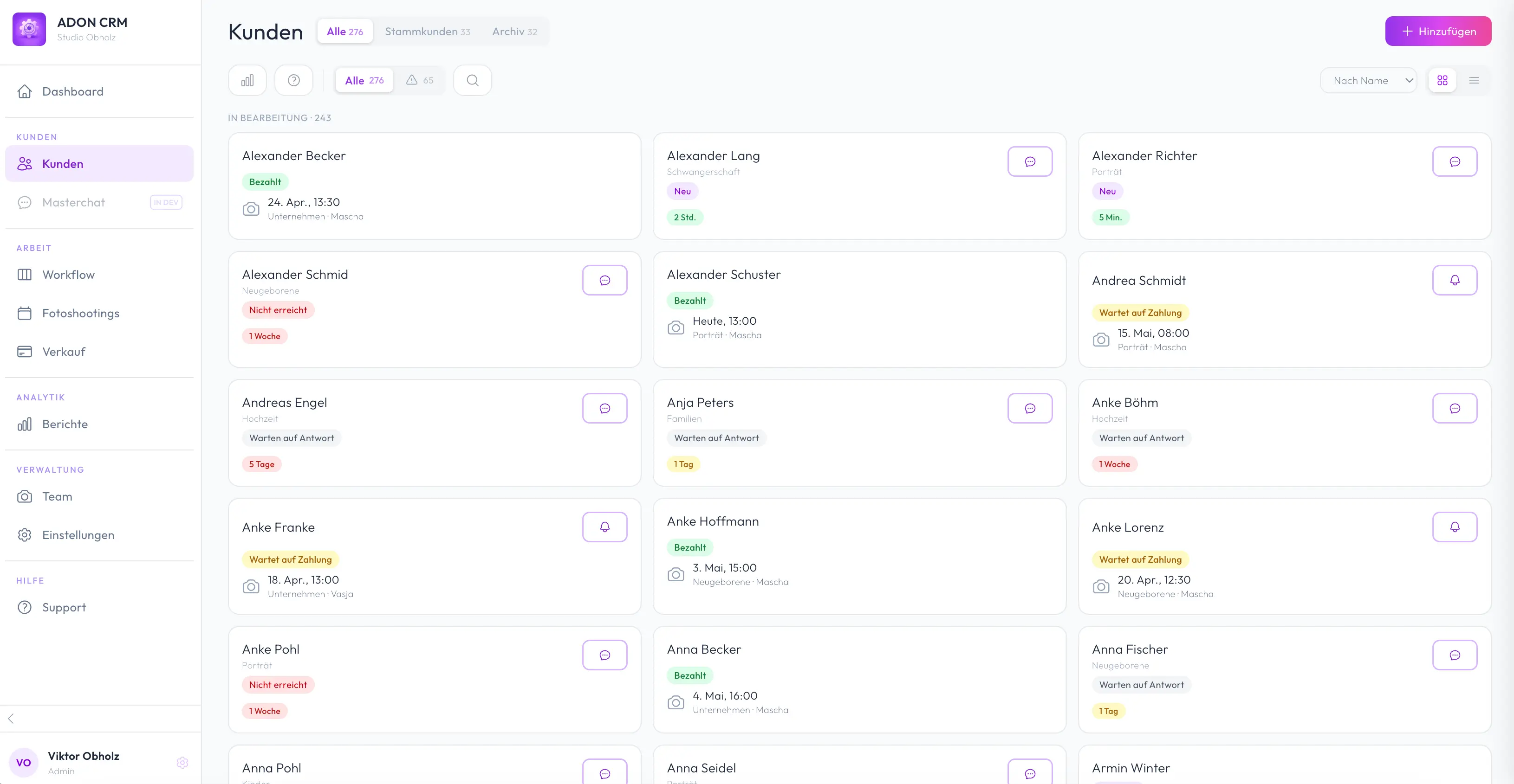 ADON CRM Kundenverwaltung