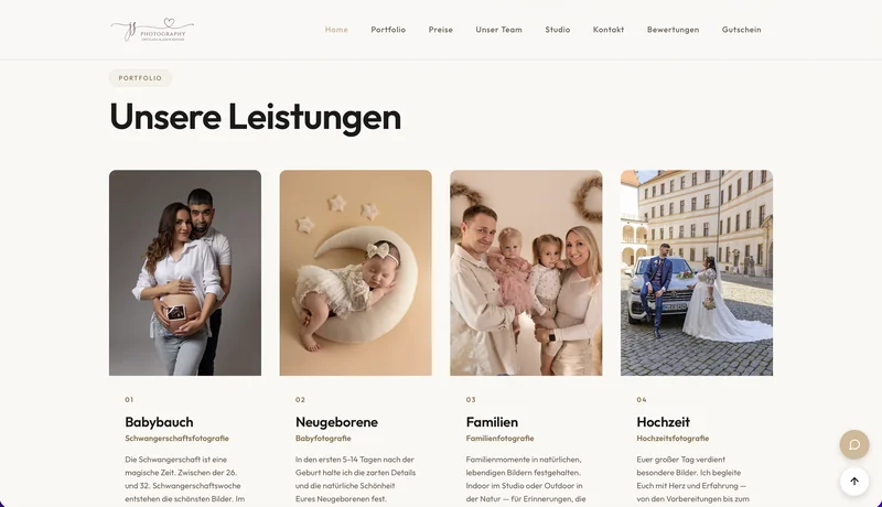JS Photography - Neue Leistungsseite